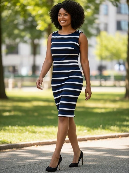 White House Black Market Dresses & Skirts - 💥$10💥🌻 White House Black Market Sleeveless Striped Sheath Dress #621